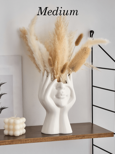 Jarrón con forma de cabeza femenina, jarrón con forma de Body, jarrón pequeño, jarrón de cerámica blanca, jarrón con rostro, jarrón moderno, decoración para el hogar y la sala de estar, estatua de arte de escritorio para interiores y exteriores, regalo perfecto para festividades (consulte el diagrama de tamaño de referencia para el tamaño real)