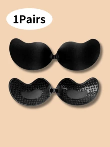 زوج/زوجان من حمالات الصدر اللاصقة غير المرئية للنساء - حمالة صدر بدون ظهر وبدون أشرطة وبدون خياطة ذاتية اللصق مع أغطية للحلمات من السيليكون، ملابس داخلية للزفاف (لون البشرة/أسود) - قابلة لإعادة الاستخدام، حمالة صدر بدون ظهر للاستخدام على مدار السنة مع لصق قوي