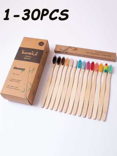 10 pièces Brosse à dents, Brosse à dents en bambou, Brosse à dents de voyage, Brosse à dents jetable avec des poils super doux pour les dents et les gencives sensibles, Manche en bois pour un nettoyage en profondeur et des soins bucco-dentaires, Maison, Salle de bain, Rentrée scolaire, Voyage, Pack familial