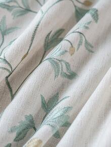 1pc Natural Minimalist Style Blue Vine Embroidery Tassel Tablecloth, Rectangular Table Cover For Coffee Table, TV Cabinet, Home Decor For Christmas, Halloween - Multicolor - View 10