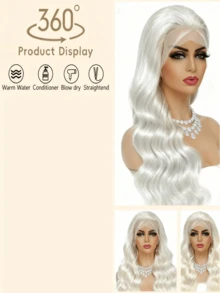 Platinum White 250 Density Wigs Human Hair Pre Plucked Bleached Knots 13X6 HD Transparent Body Wave Lace Front Wigs Human Hair For Women Brazilian Virgin Water Wave Lace Frontal Wigs Human Hair With Baby Hair Natural Hairline - 米色 - 查看 5
