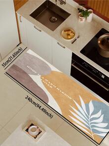 1 Stück Set aus saugfähiger Matte/Teppich mit mehrfarbigem Patchwork-Blatt- und Buchstabenmuster, minimalistischer, natürlicher und abstrakter Stil, ca. 3 mm dick, waschbar, geeignet für Küche, Bad, Eingangsbereich, Waschküche, Arbeitszimmer, Wohnzimmer, Schlafzimmer, Flur, Weihnachtsdekoration, Küchenteppich - Verschiedenfarbig - Übersicht 6