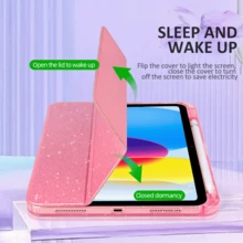 Stylus Slot Protective Case For IPad A16 2025, Smart Cover For IPad 11th/10th Gen, Shiny Shell For IPad Air 11 M3 M2, Protective Case For IPad Air 4/5 - Pink - View 9
