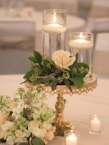 1 pieza Soporte de vela flotante de vidrio transparente, soporte de vela de vidrio borosilicato cilíndrico ultrafino, resistente al calor, vaso para cena romántica a la luz de las velas - Decoración para el Día de San Valentín, boda, fiesta festiva, centro de mesa (vela se vende por separado) - Multicolor - Ver 7