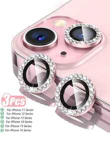 3-Pack Camera Lens Protector Compatible With IPhone 15/15 Plus, 9H Tempered Glass Camera Cover Screen Protector, HD Clear, Metal Independent Ring, Compatible With IPhone 15 Pro/15 Pro Max/16 Pro Max/16/16 Plus/16 Pro/14 Pro Max/14 Pro/14/14 Plus/13 Pro Max/13/13 Pro/11/12/17 - Pink - View 6