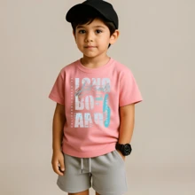 Camiseta Infantil Blusinha Manga Curta Estampada Longboard 100% Algodão Camisa Infantil Unissex - rosa - Visão 1