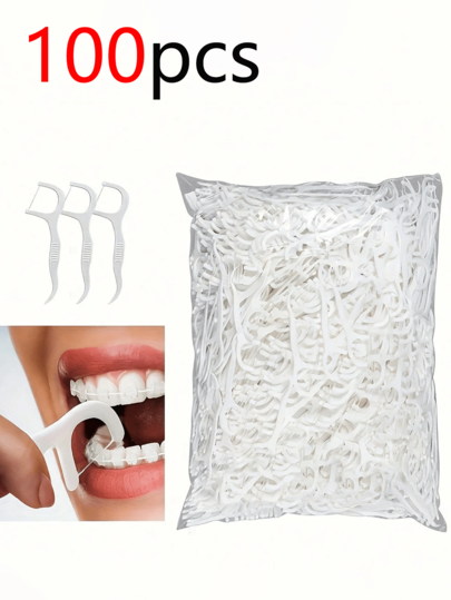 100/50 piezas Selección de hilo dental, hilo dental de limpieza profunda para el cuidado oral correcto, hilo dental desechable portátil e higiénico para viajes y vida diaria, artículos esenciales de viaje