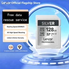 Thẻ SD Lexar, Thẻ nhớ máy ảnh, Thẻ lưu trữ máy ảnh DSLR 4K tốc độ cao, Dòng SilverPlus, BẠC 128GB, Tốc độ đọc 205MB/giây, Tốc độ ghi 140MB/giây, Thẻ SD - Bạc - Xem 12