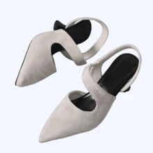 BENE 2025 New Women's Suede Pointed Toe Pumps - Crisscross Strap Block Heel Dress Shoes, Vintage Elegant Comfortable Beige Heels For Party & Office - 杏色 - 查看 10