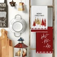 2pcs Christmas Tree & Snowman Print Kitchen Towels, Machine Washable, Reusable, Kitchen Accessories, Top Choice For Christmas Kitchen Decor - Multicolor - View 9