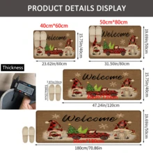 1 pièce Tapis de cuisine en lin imprimé motif elfe, décoration et cadeau de Noël, tapis en polyester rectangle imprimé en 3D pour le salon, la chambre, le couloir, la salle de bain, la buanderie - décoration d'intérieur et d'extérieur