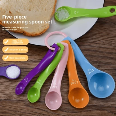 Juego de medición apilable de 5 piezas: ideal para mediciones tanto secas como líquidas al hornear y cocinar: esencial para las necesidades de la cocina del hogar, el departamento y la vuelta al cole.