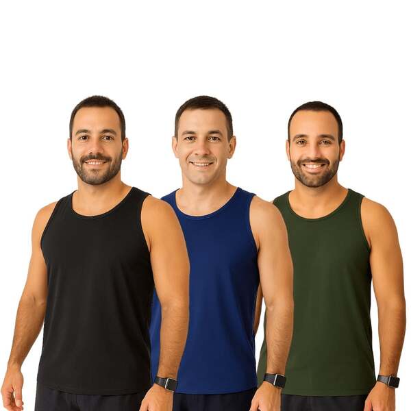 Kit 3 Camisetas Regata Masculina Dry Fit Treino