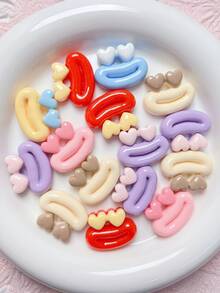 10/30/50pcs Random Mixed Funny Sausage Mouth Shiny Resin Cabochons, DIY Hairpin Headband Decor,Phone Case Accessories - Regular - View 9