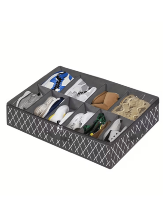 1 pieza Bolsa de almacenamiento de zapatos de tela plegable con cubierta transparente, bolsa de almacenamiento para debajo de la cama, armario, armario, dormitorio, dormitorio, accesorios de dormitorio, ahorro de espacio en el hogar