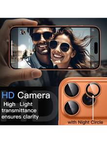 Yezodawee 6pcs Camera Lens Protector Film For IPhone 17 Pro/17 Pro Max, Metal Material Independent Camera Cover Accessory, Compatible With Phone Case (Starry Orange) - 6pcs - View 4