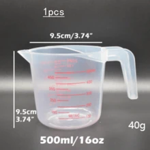 1pc/2pcs/3pcs/Multi-Purpose Measuring Cup, Transparent Plastic Heat-Resistant Stackable Measuring Cup With Angled Handle And Spout, Kitchen Essential Accessory, Transparent 500ml, 250ml, 1000ml, Measuring Cup (Low-Temperature Cleaning) - White - View 12