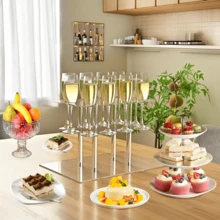 1 Set Acrylic 2-Tier/3-Tier Champagne Tower Display Stand, Thick Transparent Champagne Glass Holder Suitable For Wedding, Party, Celebration