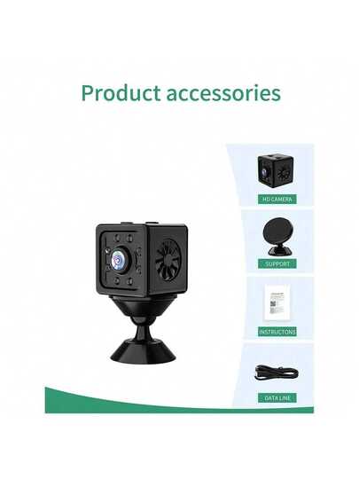 1pc Mini Full HD Slimme Camera, Motion Detection Circular Video Recording Function, Night Vision 1080P Indoor/Outdoor Monitoring USB Charging, Easy To Install, Of Office, Family, Elderly Children Pets Nannies, Protect Home Security. view 5