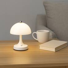 Nordic Mushroom Rechargeable LED Table Lamp, Warm Light Bedside Lamp For Bedroom Living Room, Minimalist Home Decor