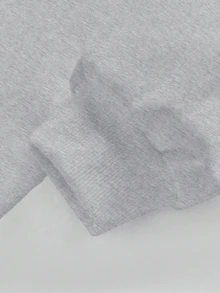 Sudaderas relajadas e estampados gráficos minimalistas para jinetes de ocio, adecuadas para otoño e invierno, regreso a la escuela, sudaderas del aeropuerto - Gris Claro - Ver 2