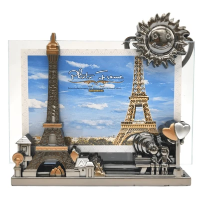 Marco para Fotos París con Torre Eiffel, Portalápices, 15 x 10 cm, Horizontal, Vidrio y Plástico