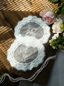 Hình thêu trang trí váy cưới theo yêu cầu, miếng vá thêu tên và ngày cưới cá nhân hóa, kỷ niệm lãng mạn cho cô dâu, phụ kiện váy cưới đính ngọc trai, món quà hoàn hảo cho tiệc chia tay độc thân. - trắng - Xem 10