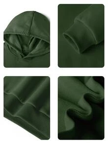 一件少女休闲印花套头卫衣，保暖内衬，适合上学、休闲、秋冬季穿着。 - 綠色 - 查看 4