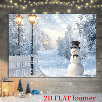 2D Flat Christmas Banner 70.8x90.5 Inches, Snow Forest And Pine Snowman Design, Durable Polyester, Suitable For Festive Decorations And New Year Celebrations, Decorative, Multifunctional Room Decor, Carnival