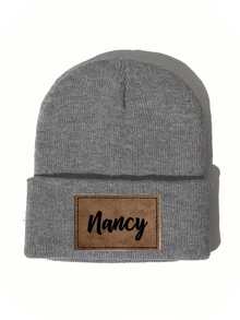 Customizable Knit Beanie Hat Unisex, With Personalized Leather Patch - Perfect Father's Day Gift For Men & Women