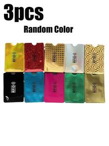 3/5/10 Piezas, Portador de tarjeta RFID, Portador de tarjeta con bloqueo RFID, Cubierta protectora de tarjeta bancaria/de identificación, Portador de tarjeta de crédito de aleación de aluminio con bloqueo RFID, Fundas con bloqueo RFID para tarjetas de crédito, Diseño delgado impermeable de lámina de aluminio, Artículos esenciales para viajes, para viajes, vuelos, negocios, hogar, campamento, al aire libre, playa, vacaciones de verano, regreso a la escuela - Multicolor - Ver 34