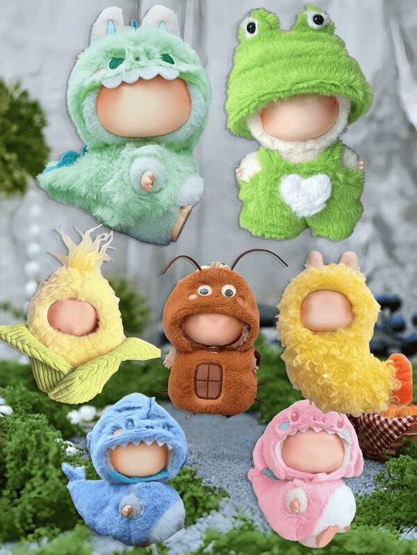 1pc Doll Outfits - Cute Clothing Set: Tempura, Green Dinosaur, Lop-Eared Rabbit, Replaceable For Back To School, Teens, Party Gifts