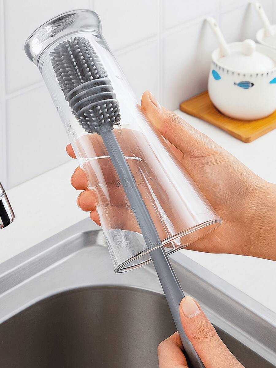 KIT 4 Silicone Bottle Brushes For Washing Cups, Bottles, And Baby Bottle Cleaning Silicone Assorted Colors - Hỗn hợp - Xem 1