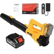 Portable Cordless Leaf Blower Battery Handheld Electric Leaf Blower, Suitable For Cleaning Lawns, Terraces, Courtyards, And Sidewalks - 吹葉機 閃電款 單包 黃 - 查看 2
