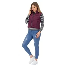 SAKERS OUTDOOR CLOTHING Chaleco informal de cuello alto para mujer, con bolsillos con cremallera, largo regular, tejido revestido, ligeramente elástico Chaleco Acolchado Dama Invierno Casual Moda, Capucha Sakers - Morado - Ver 3
