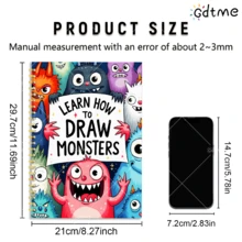 GDTME [كتاب تلوين الكنز] "تعلم كيفية رسم وحوش صغيرة" قيمة كبيرة 28 صفحة! كتاب تلوين A4 ذو لمعان لؤلؤي، صفحات نظيفة لا تنزف، محبوب من البالغين والأطفال، أساسي للتخفيف من التوتر، أفضل هدية لعيد الهالوين والكريسماس والعام الجديد للأطفال والأصدقاء (حلقة ذهبية)