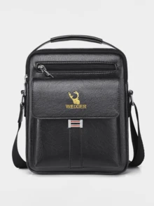 New Fashion Large Capacity Retro Men's Single Shoulder Bag Business Bag PU Leather Messenger Bag Zip