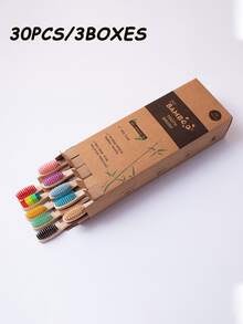 Periuță de dinți 10 buc, periuță de dinți din bambus, periuță de dinți de călătorie, periuță de dinți de unică folosință cu peri super moi pentru dinți și gingii sensibile, mâner din lemn pentru curățare profundă și îngrijire orală, acasă, baie, înapoi la școală, călătorie, pachet familial