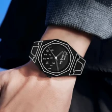 Lightweight Polycarbonate Case High Tech Watch Classic Simple Silicone Strap Men's Quartz Watch Fashion Style Clock