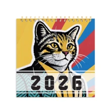 GDTME 2026 Pop Art Theme Calendar, Upgraded Pearlescent Version With Gold Metal Rings, Dated And Marked Holidays, Animal Art Illustrations, Suitable For Office, Living Room, Bedroom, Gift For Friends And Family