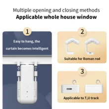 1 Stück WLAN Smart Vorhang Roboter mit Sprachsteuerung, App Fernbedienung, Alexa & Home Kompatibilität, USB Aufladung, ABS Material, einfache Installation (geeignet für Römische Stange/T/U Schiene 3-in-1)