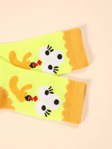 1 par de calcetines de mujer con dibujos de patrones de dibujos animados, aptos para todas las estaciones