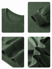 1pc Tween Girl Casual Printed Pullover Crew Neck Sweatshirt, Autumn/Winter Student Young Clothing Long Sleeve Thick Top , Eyeglasses Tiger Print - Green - View 5