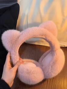 1pc Winter Ear Muffs Cute Warm Cat Ear Earmuffs Plush Windproof Earmuffs Foldable Ear Covers Accessories For Winter Ear Cover For Winter White Ear Muffs