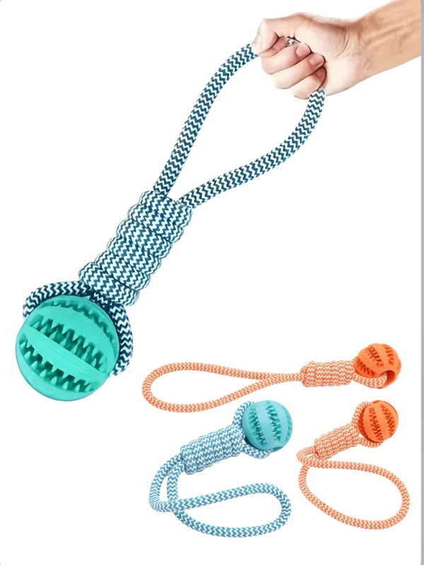 Bola de brinquedo com nó de corda trançada para cães 3/1, com alça, bola de brinquedo de mastigação de longa duração, usada para treinamento de mastigação, brinquedos de arremesso, brinquedos de cabo de guerra, brinquedos para cães pegarem, Natal