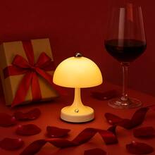 Nordic Mushroom Rechargeable LED Table Lamp, Warm Light Bedside Lamp For Bedroom Living Room, Minimalist Home Decor