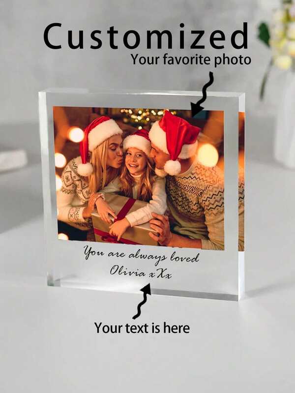 1pc Customized Acrylic Photo Decor, Photo & Text Customization, Love Story, Family Photo, Valentine's Gift, Pet, Newborn Photo Customization, Bedroom & Living Room Decor, Wedding Anniversary, Birthday Gift, Christmas Gift