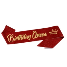 2pcs/Set Shiny Metallic Crown + Shoulder Strap "Birthday Queen" Set, Bridal Crown Headpiece, Suitable For Birthday Party, Wedding, Christmas Party, Masquerade Ball, Women Costume Accessories, Coronas, Tiara, Hair Garland, Bride To Be