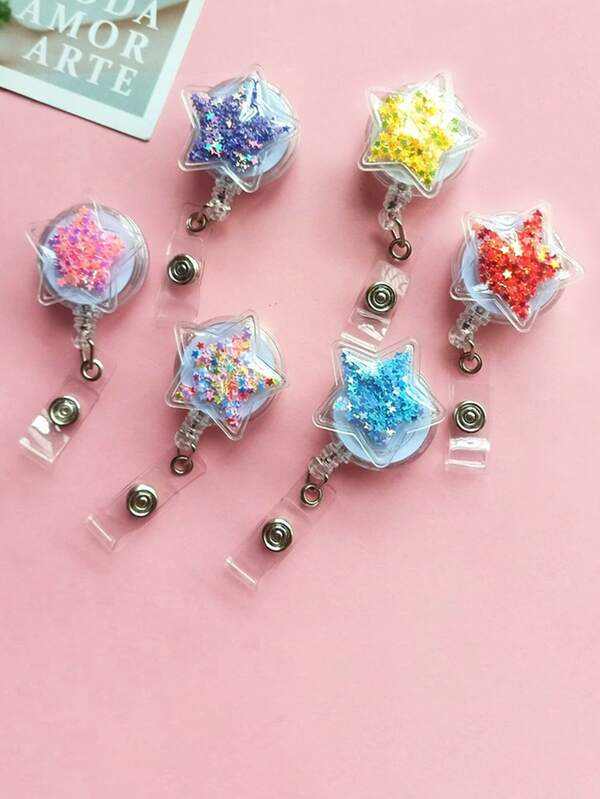 1pc/5pcs Colorful Glitter ID Card Holder Badge, School Supplies, Work ID Holder, Nurse Accessories, School Materials, Case