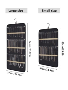1 geantă de depozitare a bijuteriilor suspendată, organizator tip roll-up de mare capacitate, utilizare față-verso, potrivită pentru dulap, perete, depozitare în spatele ușii